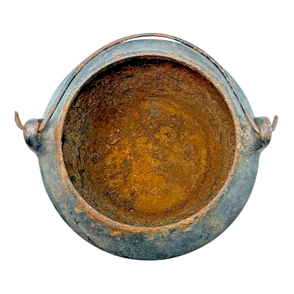 Small Vintage Cast Iron Smelting Cauldron Kettle Pot Planter 5lbs Rustic Cottage - Picture 6 of 12